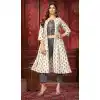 Grey Rayon Gold Foil Printed Party Wear Kurti With Women Shrug-4545155417