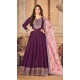 Wine Color Embroidery Work Jiyo Silk Slub Wedding Wear Anarkali Salwar Kameez -4561155505