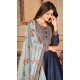 Navy Blue Color Embroidery Work Jiyo Silk Slub Wedding Wear Anarkali Salwar Kameez -4561155506