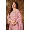Pink Color Cording Work Net Evening Wear Plus Size Palazzo Suit -4562155508
