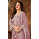 Onion Pink Color Cording Work Net Evening Wear Plus Size Palazzo Suit -4562155510