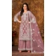 Onion Pink Color Cording Work Net Evening Wear Plus Size Palazzo Suit -4562155510