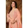 Peach Color Cording Work Net Evening Wear Plus Size Palazzo Suit -4562155511