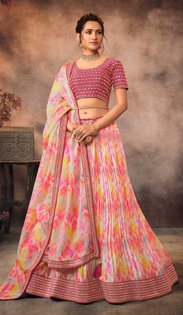 Baby Pink Color Embroidery Work Chinon Party Wear Plus Size Lehenga Choli -4565155535