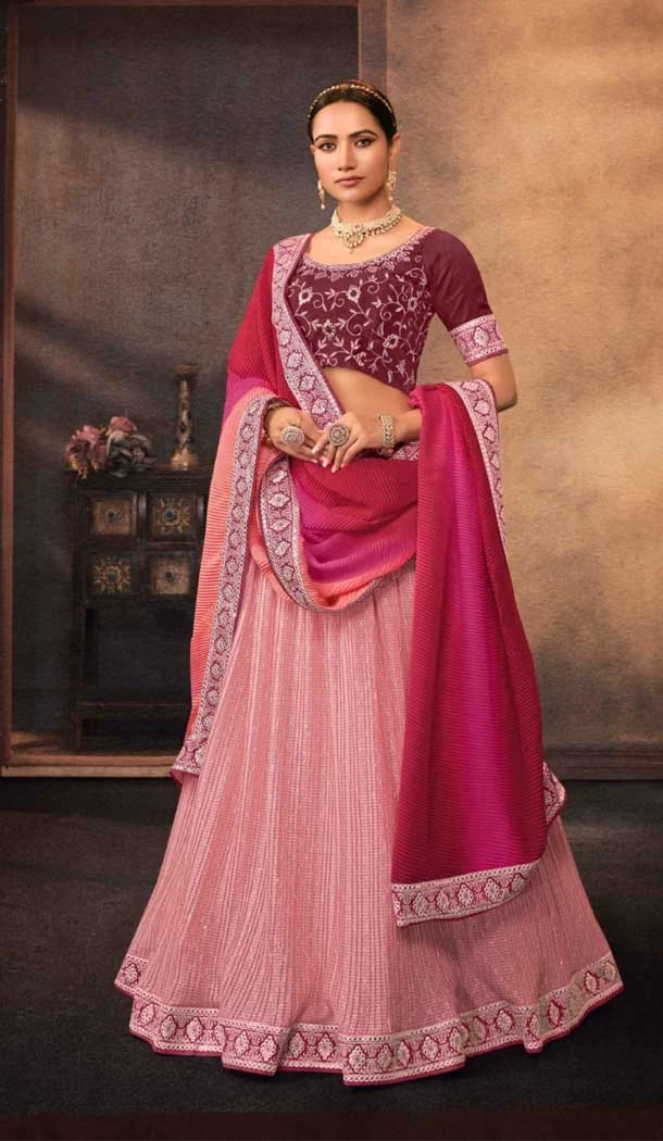 Purple Color Embroidery Work Chinon Festive Party Wear Lehenga Choli -4566155539