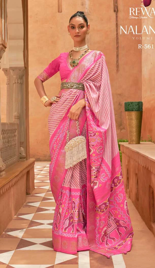 Pink Color Smooth Silk Patola With Sparkle Work Traditional Wear Saree -4575155629