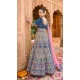 Blue Color Velvet Embroidery Work Bridal Wedding Wear Lehenga Choli -4578155650