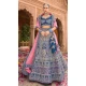 Blue Color Velvet Embroidery Work Bridal Wedding Wear Lehenga Choli -4578155650
