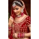Red Color Velvet Embroidery Work Bridal Wedding Wear Lehenga Choli -4578155651