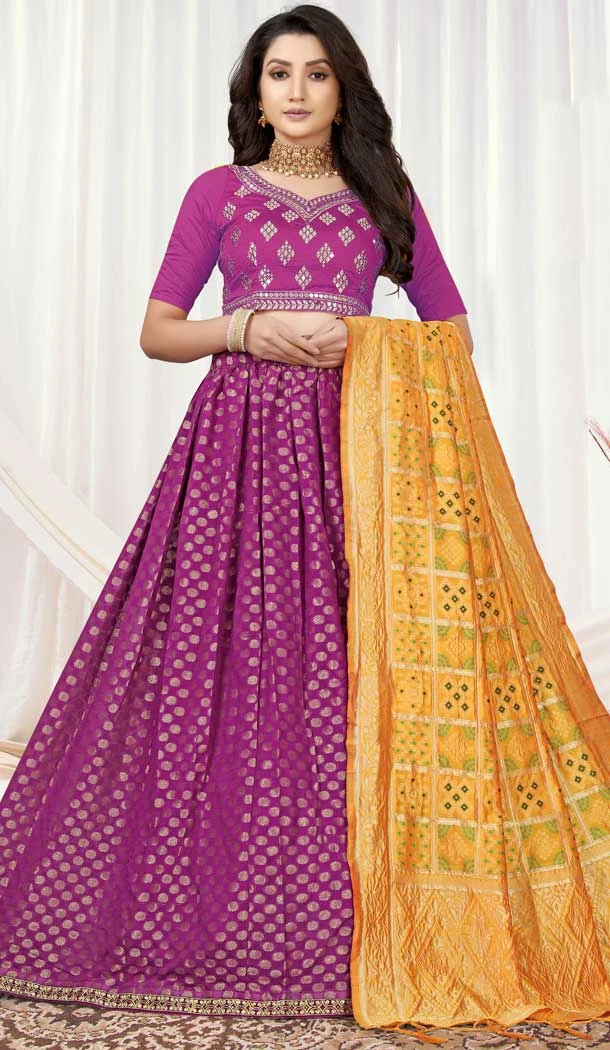 Purple Color Viscose Traditional Party Wear Women Lehenga Choli -4590155751