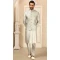 Grey Banarasi Art Silk Work Wedding Wear Men's Kurta Pajama With Jacket -4606155888