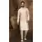 Wedding Wear Cream Color Lucknowi Embroidery Work Men's Kurta Pajama With Jacket -4606155903