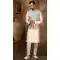 Digital Printed Thread Work Blue Cream Color Men's Wedding Wear Kurta Pajama With Jacket -4606155910