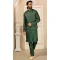 Banarasi Art Silk Work Green Color Men's Kurta Pajama With Jacket -4606155920