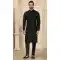 Banarasi Art Silk Work Black Color Men's Kurta Pajama With Jacket -4606155928