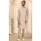 Function Wear Light Taupe Color Mirror Work Art Silk Men's Kurta Pajama With Jacket -4607155940