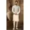 Weaving Work Jacquard Light Grey Cream Men's Function Wear Kurta Pajama With Jacket -4607155945