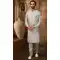 Grey Color Embroidery Work Art Banarasi Silk Men's Wear Kurta Pajama With Jacket -4607155953