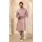 Onion Color Embroidery Work Art Banarasi Silk Men's Wear Kurta Pajama With Jacket -4607155956