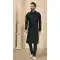 Function Wear Bottle Green Color Mirror Work Art Silk Men's Kurta Pajama With Jacket -4607155961