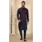 Art Banarasi Silk Embroidery Work Men's Kurta Pajama With Jacket In Navy Blue Color -4607155963