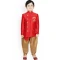 Red Color Dhupion Silk Readymade Kids Boys Festival Wear Dhoti Kurta - 4624156102