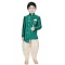 Rama Green Color Dhupion Silk Readymade Kids Boys Festival Wear Dhoti Kurta - 4624156107