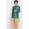 Dhupion Silk Rama Green Color Self Work Traditional Wear Readymade Kids Dhoti Kurta - 4625156120