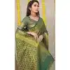 Dark Green Color Kanchipuram Silk Traditional Wear Saree With Jacquard Work -4591155760