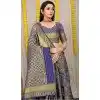 Navy Blue Color Kanchipuram Silk Traditional Wear Saree With Jacquard Work -4591155764
