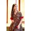 Maroon Color Cotton Silk Digital Print Work Anarkali Style Kurti With Pant -4615156033