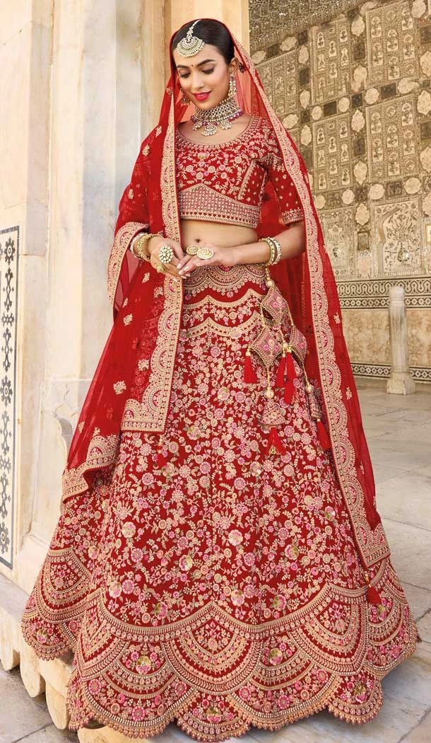 Wedding Wear Embroidery Work Fancy Red Color Plus Size Lehenga Choli -4645156311