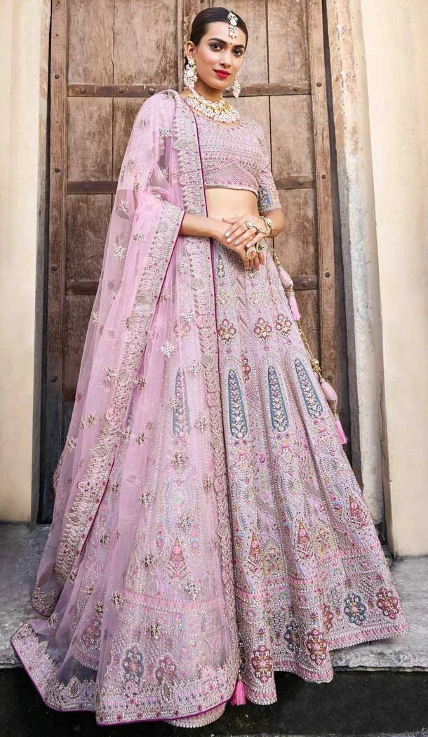 Purple Color Embroidery Work Bridal Wedding Wear Plus Size Lehenga Choli -4645156324