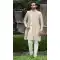 Wedding Wear Cream Color Soft Art Silk Embroidery Work Men's Sherwani -4667156510