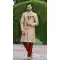 Embroidery Work Soft Art Silk Cream Color Wedding Wear Men's Sherwani -4667156516