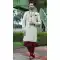 Embroidery Work Soft Art Silk Cream Color Wedding Wear Men's Sherwani -4668156548