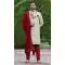 Wedding Wear Soft Art Silk Cream Color Embroidery Work Men's Sherwani -4668156562