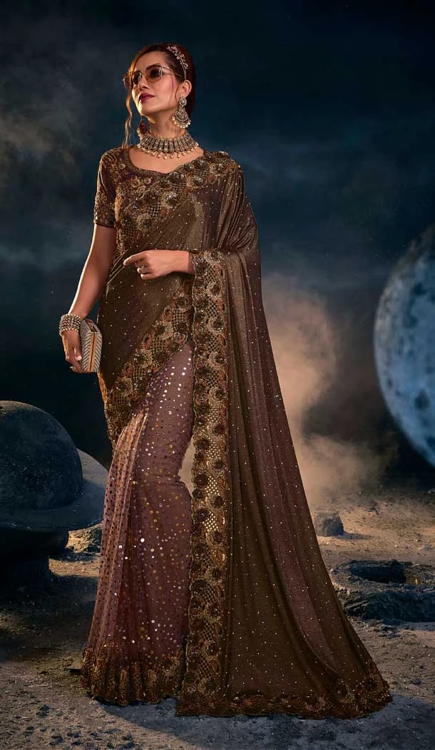 Chocolate Color Imported And Net Diamond Moti Work Designer Wedding Wear Saree Blouse -4671156596 Chocolate Color Imported And Net Diamond Moti Work Designer Wedding Wear Saree Blouse -4671156596