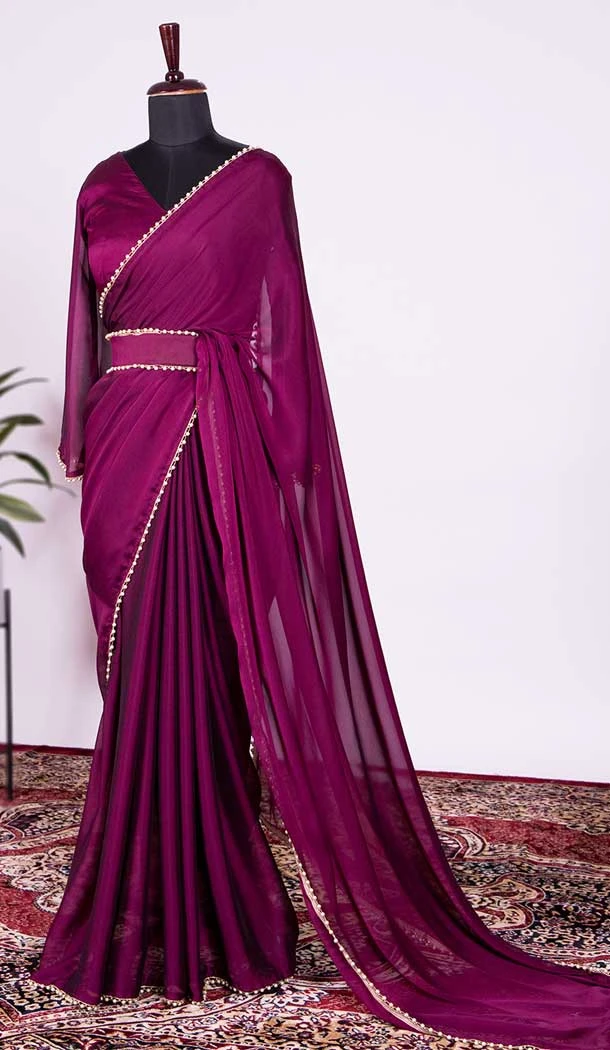 Purple Color Rangoli Silk Pearl Lace Border Casual Wear Saree Blouse -4684156674 Purple Color Rangoli Silk Pearl Lace Border Casual Wear Saree Blouse -4684156674