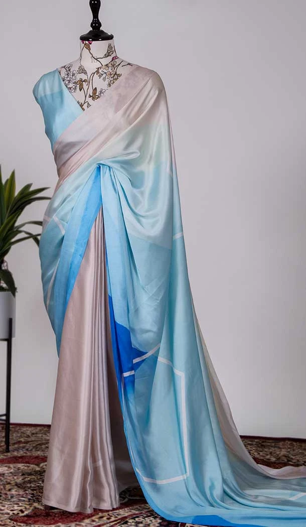 Casual Party Wear Multi Color Japan Satin Silk Printed Work Saree -4685156684 Casual Party Wear Multi Color Japan Satin Silk Printed Work Saree -4685156684