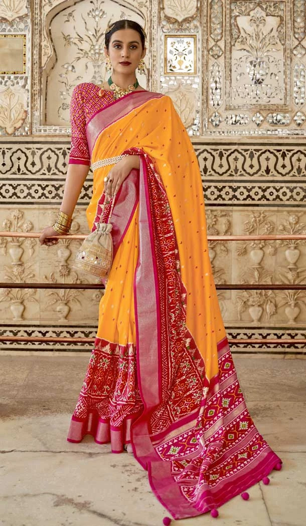 Yellow Color Patola Silk Print Work Traditional Casual Wear Saree Blouse -4595155797 Yellow Color Patola Silk Print Work Traditional Casual Wear Saree Blouse -4595155797