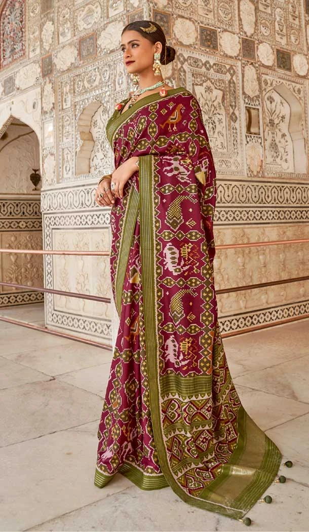 Violet Color Patola Silk Print Work Traditional Casual Wear Saree Blouse -4595155801 Violet Color Patola Silk Print Work Traditional Casual Wear Saree Blouse -4595155801