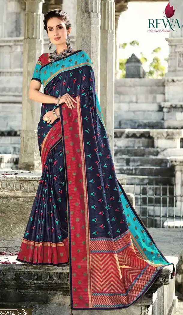 Teal Blue Color Dyeable Gadwal Silk Printed Traditional Party Wear Saree -4596155809