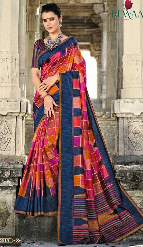 Multi Color Dyeable Gadwal Silk Printed Traditional Party Wear Saree -4596155810