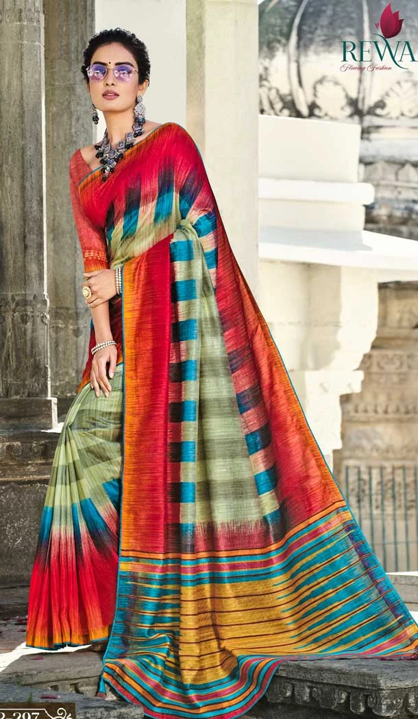 Dyeable Gadwal Silk Multi Color Printed Traditional Party Wear Saree -4596155812
