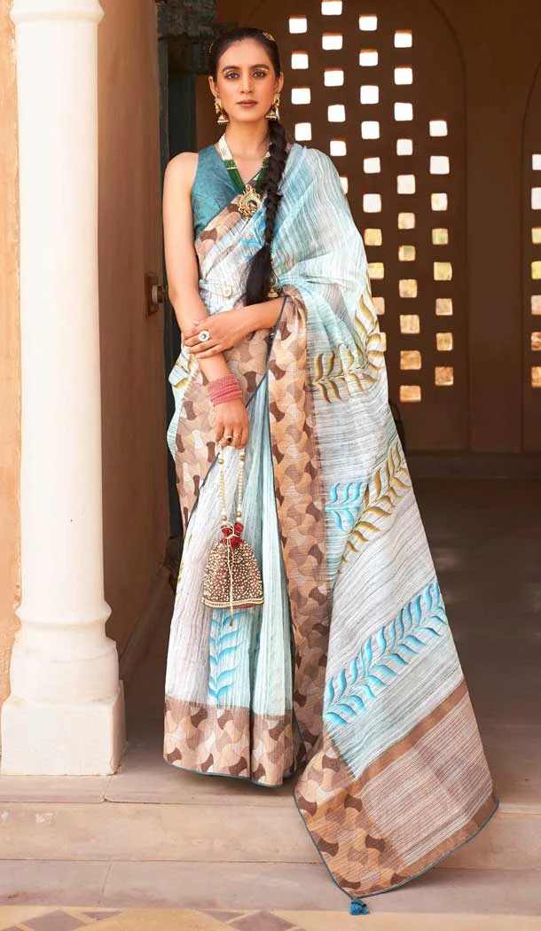 Blue Color Mustrise Kora Silk Weaving Work Traditional Party Wear Saree -4598155837