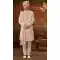Designer Georgette Cream Color Weaving Work Wedding Wear Plus Size Men's Sherwani -4677156641
