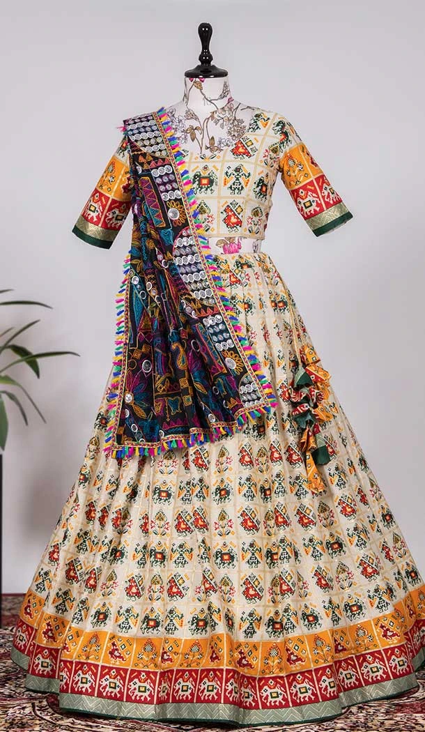 Green Color Pure Cotton Foil Printed Work Designer Function Wear Lehenga Choli -4704156854