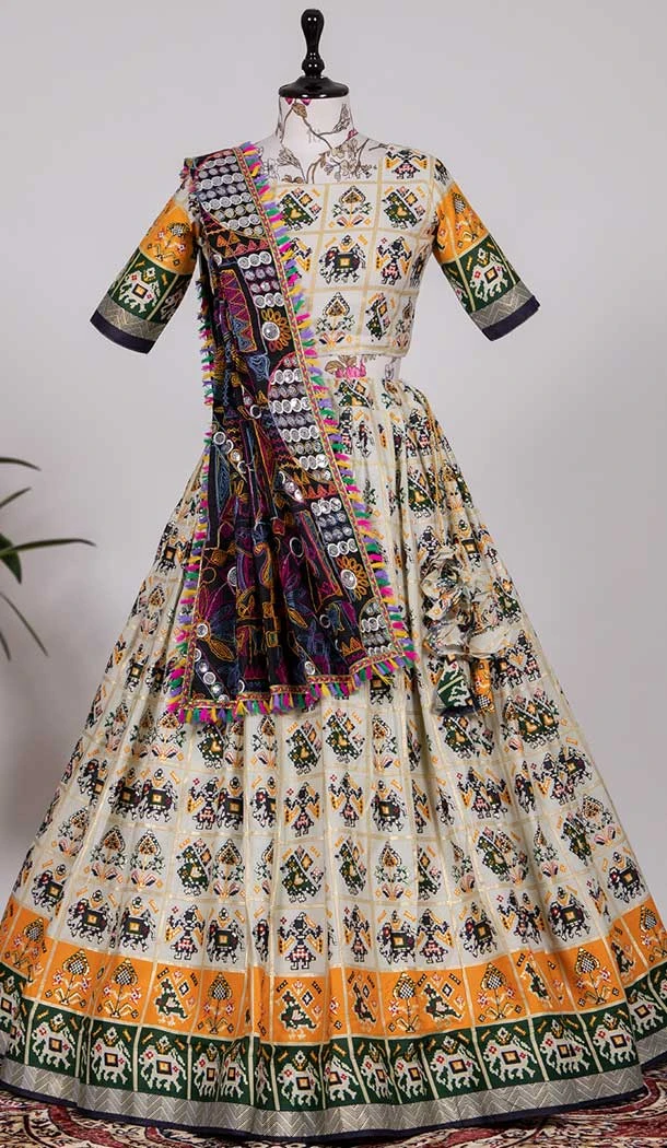 Designer Function Wear Navy Blue Color Pure Cotton Foil Printed Work Lehenga Choli -4704156855