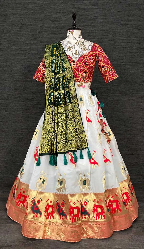 White Color Silk Zari Weaving Work Designer Function Wear Lehenga Choli -4704156857